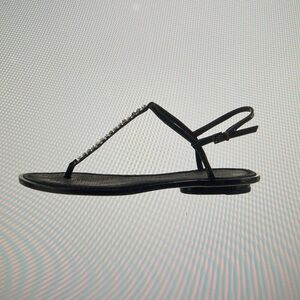 Brian Atwood black sandals. Crystal embellished